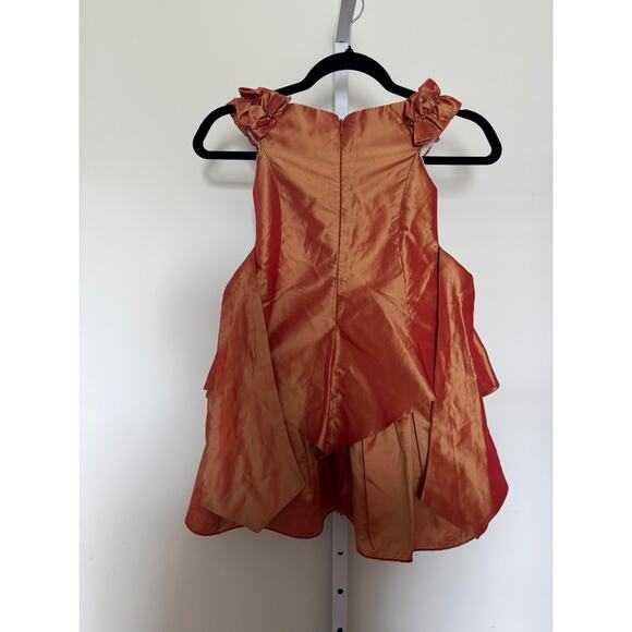 Emma La Folie Paris Formal Gown Girls Size 6 Made in Paris Orange Iridescent - Picture 6 of 6